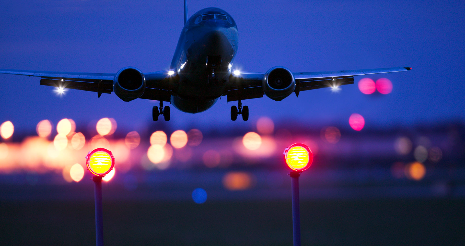 airplane runway dusk