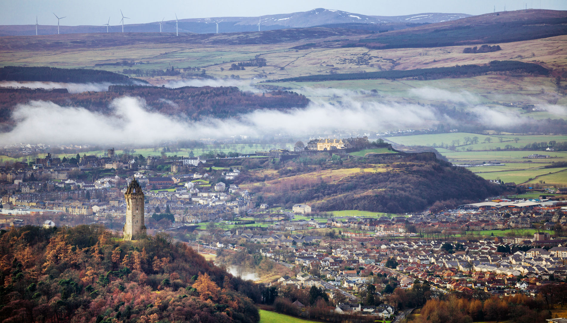 Scotland's National Wallace Monument and Stirling Castle in the distance