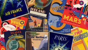 collage of travel posters