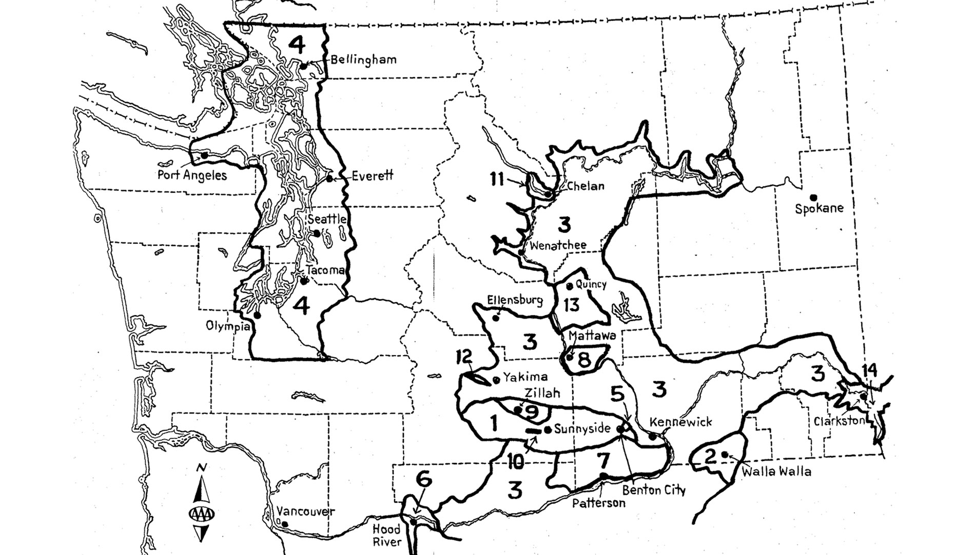 Map of Washington's 14 Wine Regions