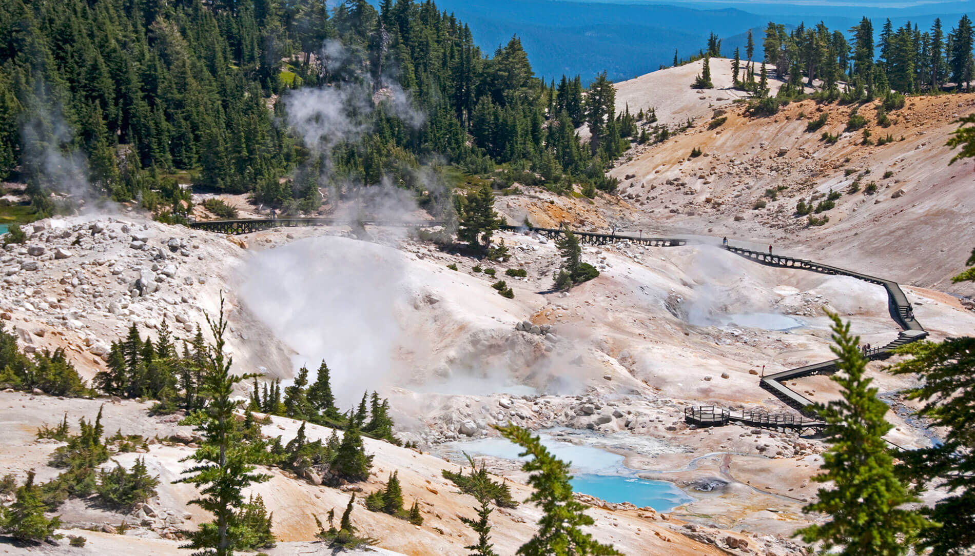 The Bumpass Hell hydrothermal area in Lassen Volcanic National Park