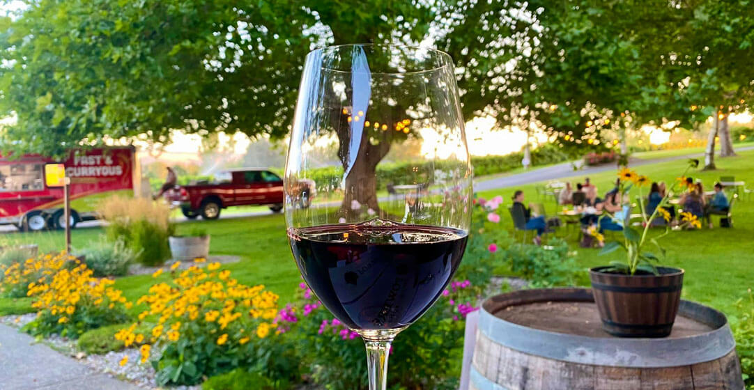 Image of wine glass at Badger Mountain Organic Winery
