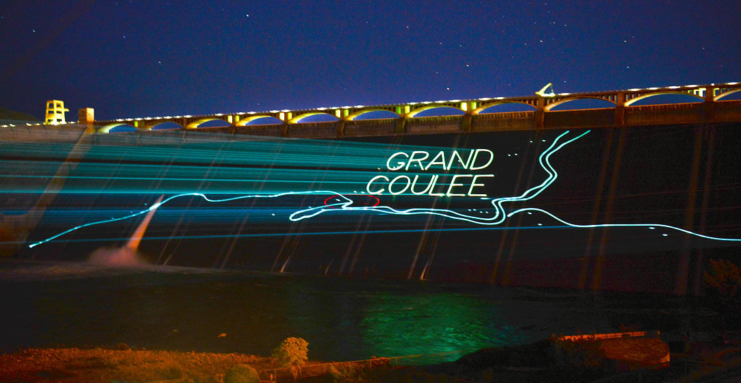 Image of Grand Coulee Dam laser show
