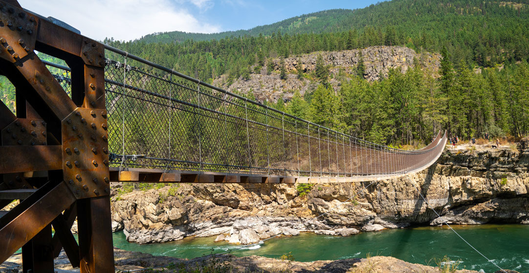 Swinging bridge near Kootenai Falls