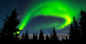 Northern Lights in the Alaskan dark skyline