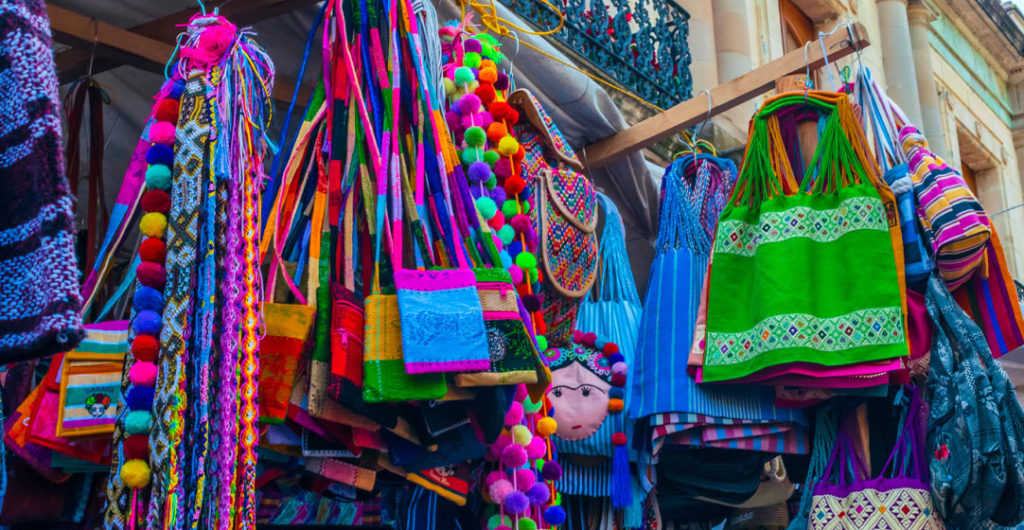 Colorful handcrafts market in Mexico