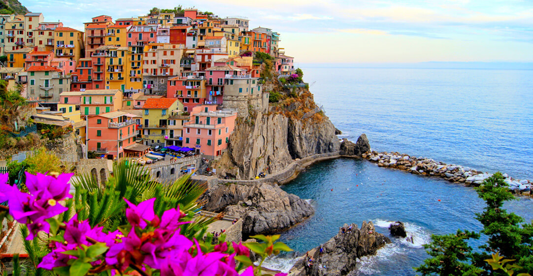 8. Cinque Terre coast of Italy with flowers By Jenifoto AdobeStock