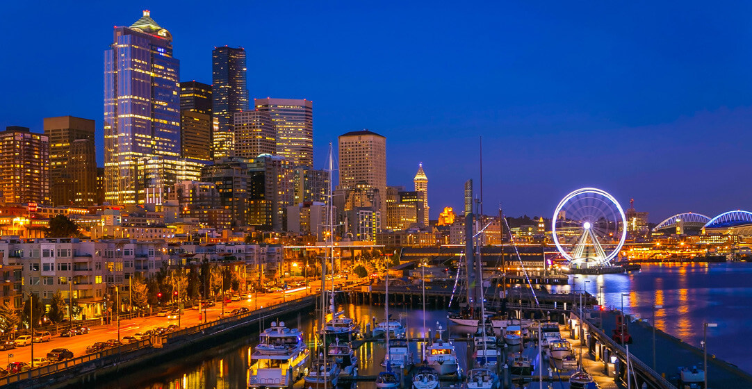 Seattle Waterfront After Sunset By CrackerClips AdobeStock