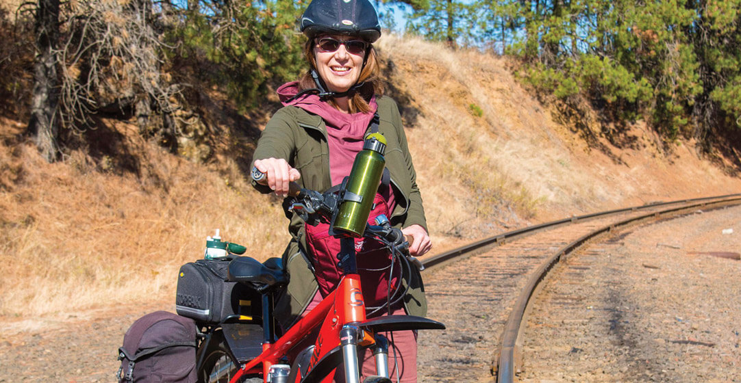 A bicyclist on the Trail of the Coeur d'Alenes