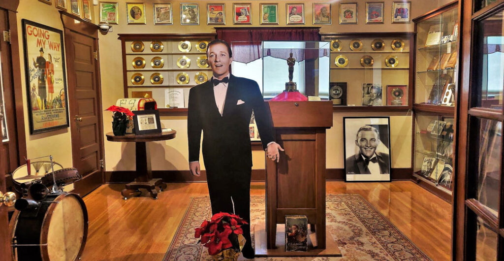 Figure of Bing Crosby and memorabilia in the Bing Crosby Museum in Spokane