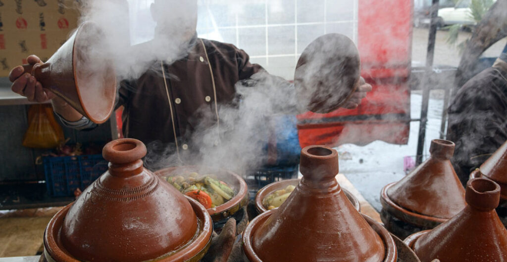 Sample dishes including vegetarian tagine on a foodie adventure in Morocco,