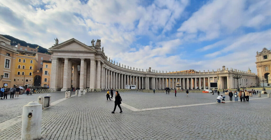 The vast plaza outside of St. Peter's Basilica on a visit to Rome in the off-season.