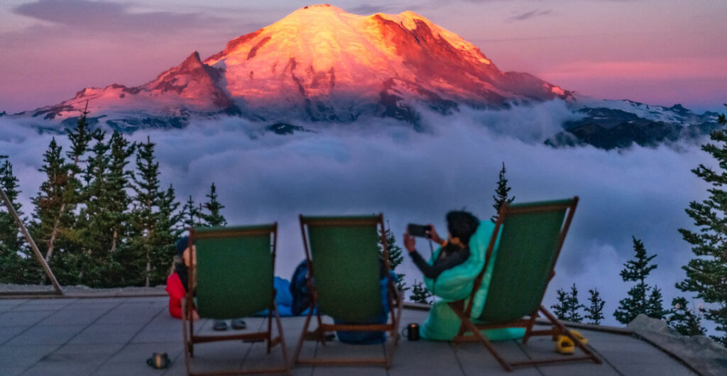 See Mt. Rainier in all its glory from the perfect viewpoint on Crystal Mountain. Photo: Crystal Mountain, Christy Pelland